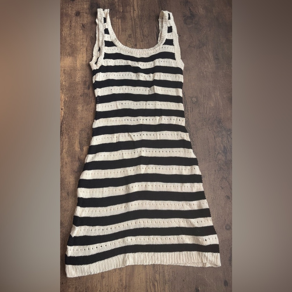 NWOT SHEIN Striped Black and Tan Sleeveless Dress
